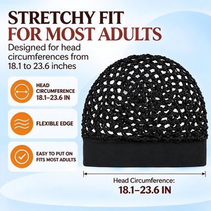 3-Pcs Stretchy Wide-Edge Sleeping Cap Set, Breathable Hair Bonnet