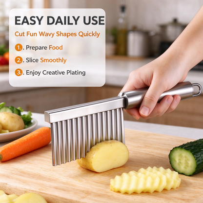 2Pcs Vegetable & Fruit Wavy Crinkle Cutting Tool , Steel Wave Blade Cutter Chops