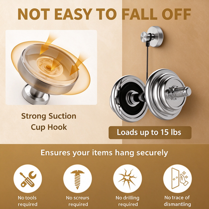 2 PCS Suction Cup Hooks Drill Free Stainless Steel Suction Hooks