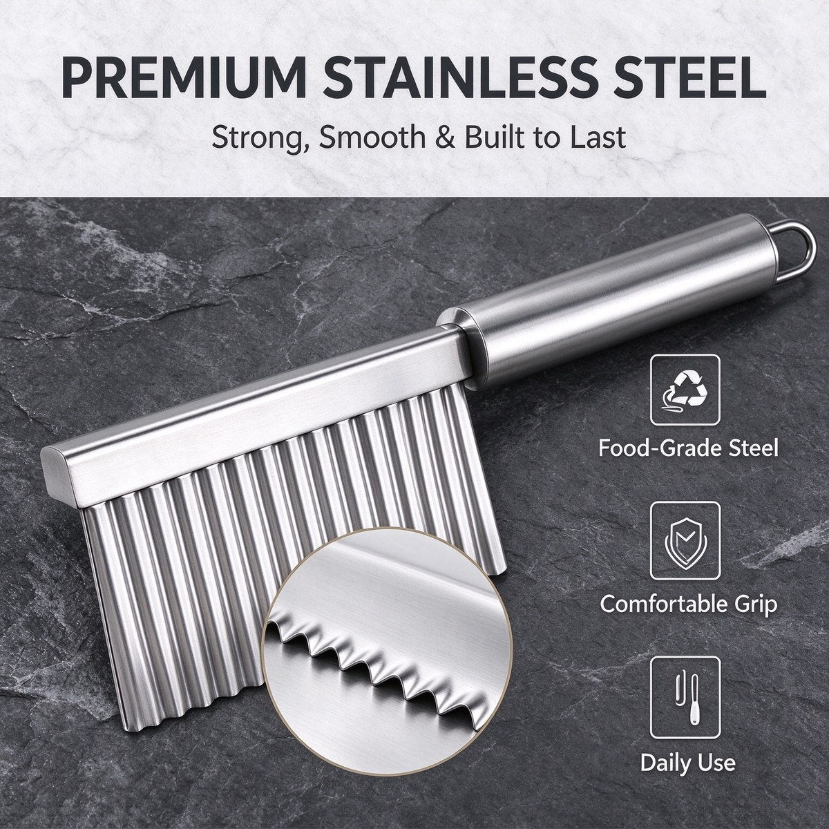 2Pcs Vegetable & Fruit Wavy Crinkle Cutting Tool , Steel Wave Blade Cutter Chops