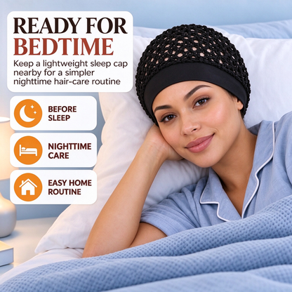 3-Pcs Stretchy Wide-Edge Sleeping Cap Set, Breathable Hair Bonnet