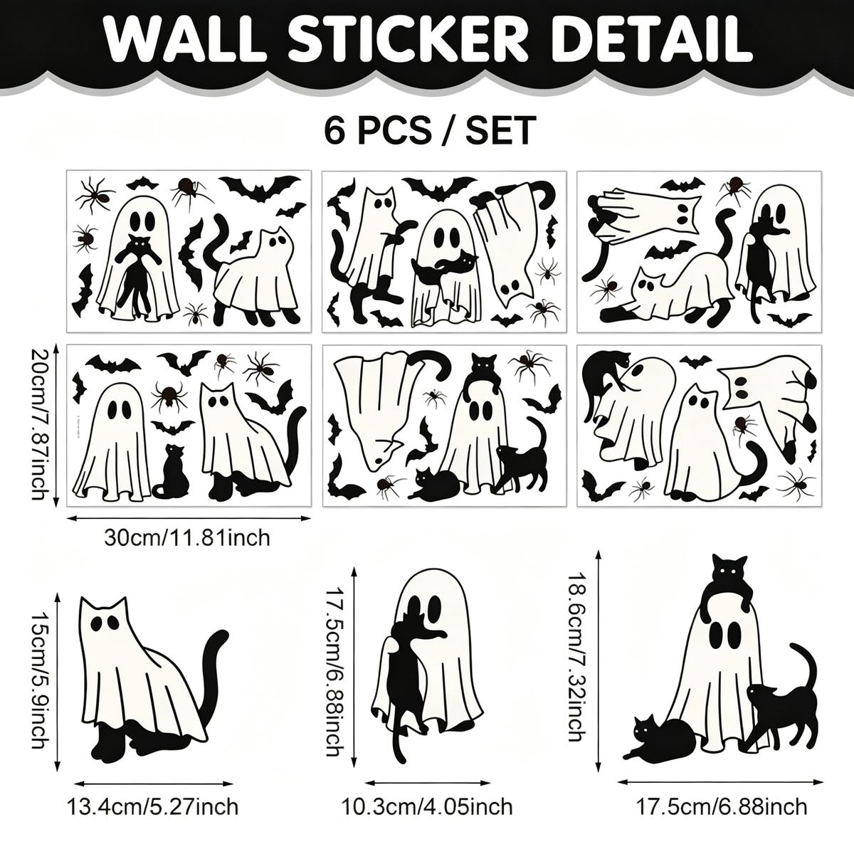 Halloween Electrostatic Decorative Stickers-6 Pcs