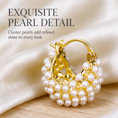Sweet Cluster Imitation Pearl Hoop Earrings Fashion Jewelry for Women
