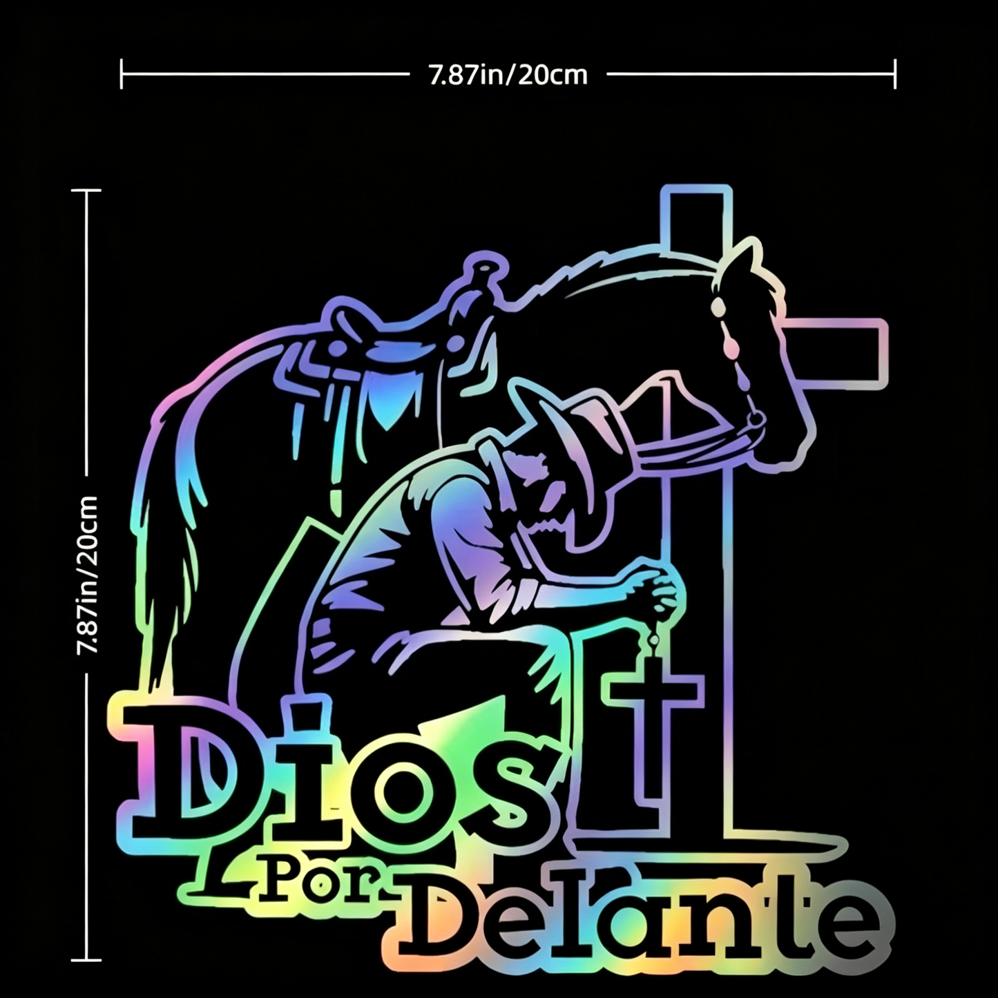 Cowboy Cross Jesus Laser Car Sticker 6 Inch - For Prayer And Faith - Universal Sticker