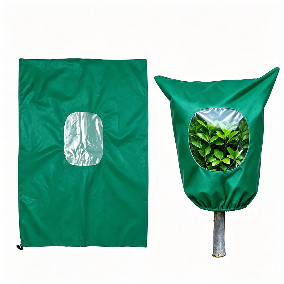 Plant Frost Protector With Observation Window - Reusable Drawstring Tree Cover