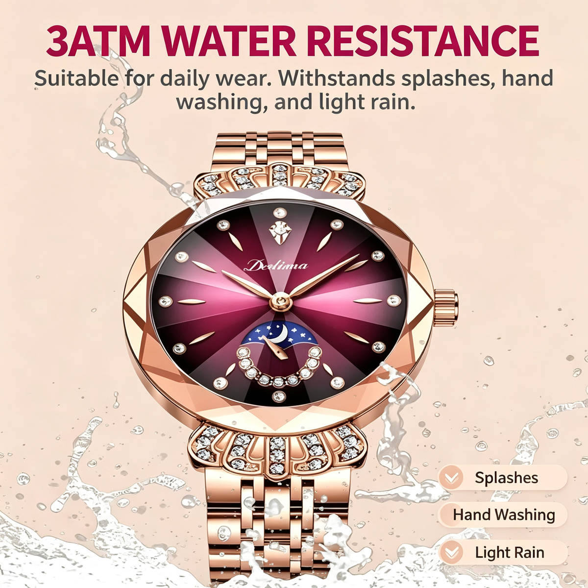 Elegant Quartz Watch With Lluminous Hands
