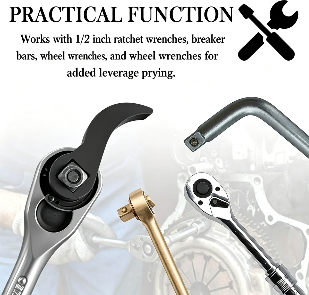 2-Pcs Pry Bar Wrench Adaptor Head