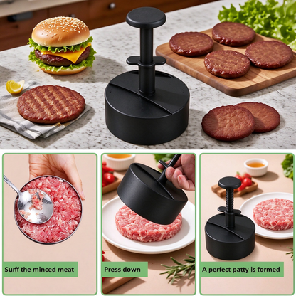 Hamburger Patty Maker with Press Handle, Burger Mold for Even Cooking