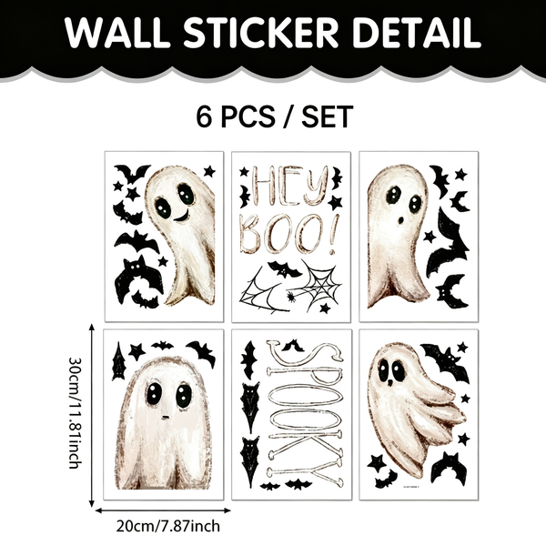 Halloween Electrostatic Decorative Stickers-6 Pcs