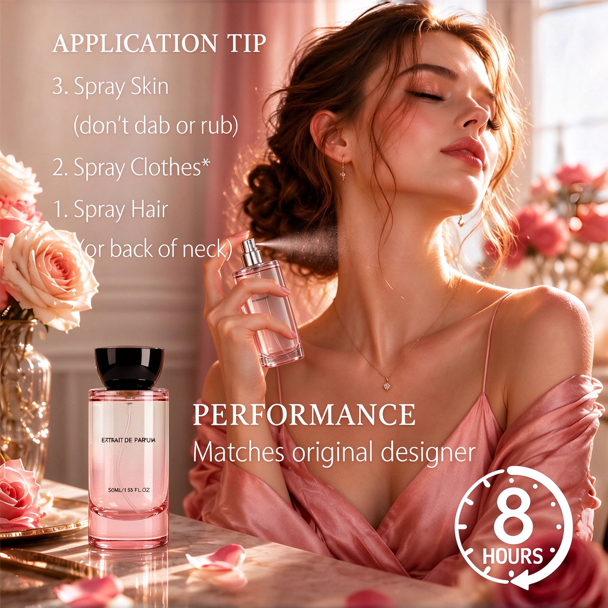 Rose Peony Cocoa Blossom, Elegant Patchouli, Long Lasting Spring Fall Perfume, 50ml