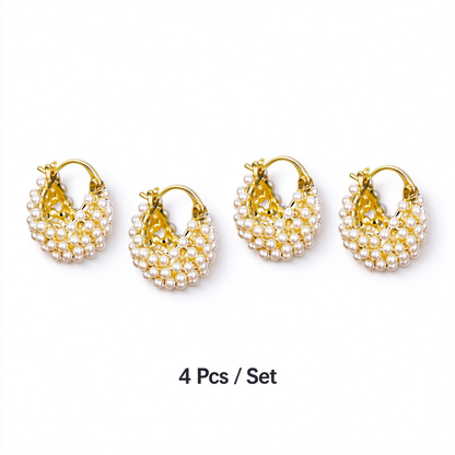 Sweet Cluster Imitation Pearl Hoop Earrings Fashion Jewelry for Women