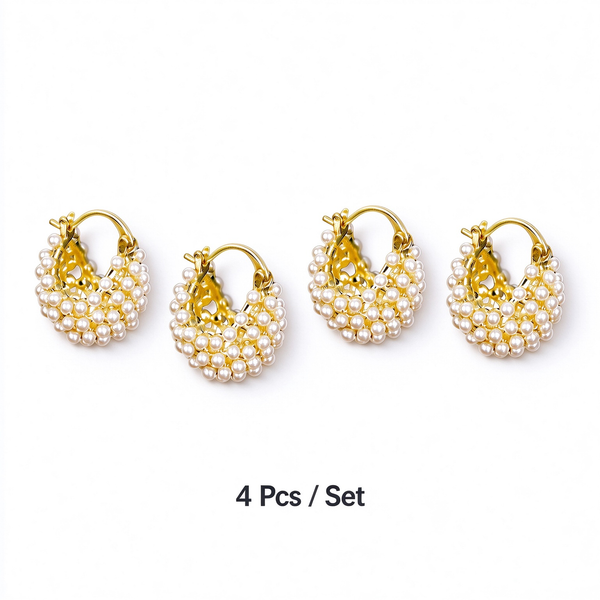 Sweet Cluster Imitation Pearl Hoop Earrings Fashion Jewelry for Women