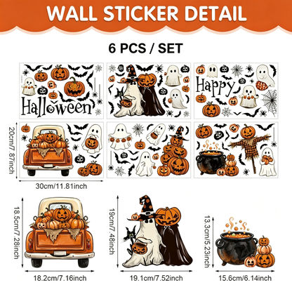 Halloween Electrostatic Decorative Stickers-6 Pcs