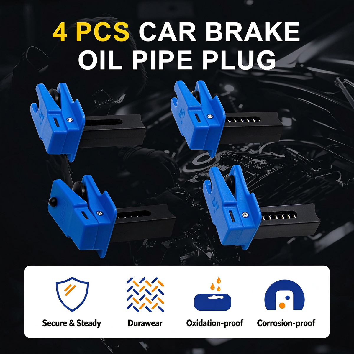 4-Count Car Brake Oil Pipe Plug & Nozzle Clamp,  Oil Change Accessory Kit