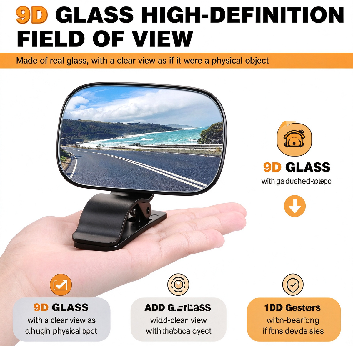 Universal Clip-on Automotive 360° Rotation Adjustable Wide Angle Convex Mirror