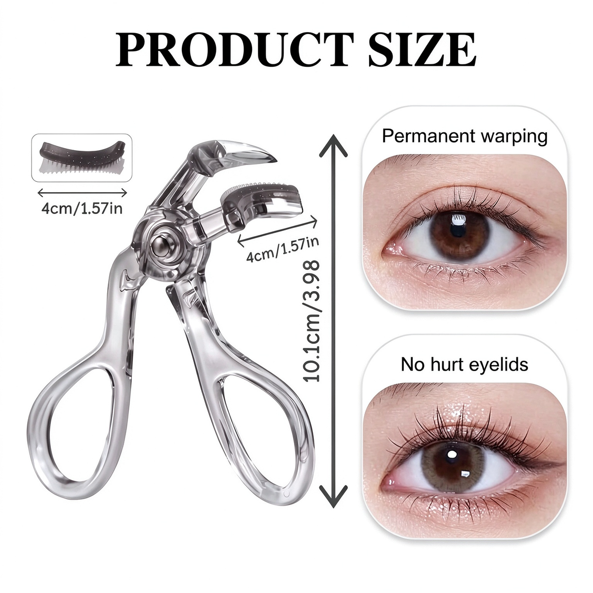 2Pcs Wide-Angle Eyelash Curler with Built-In Comb Gentle No-Pull Design