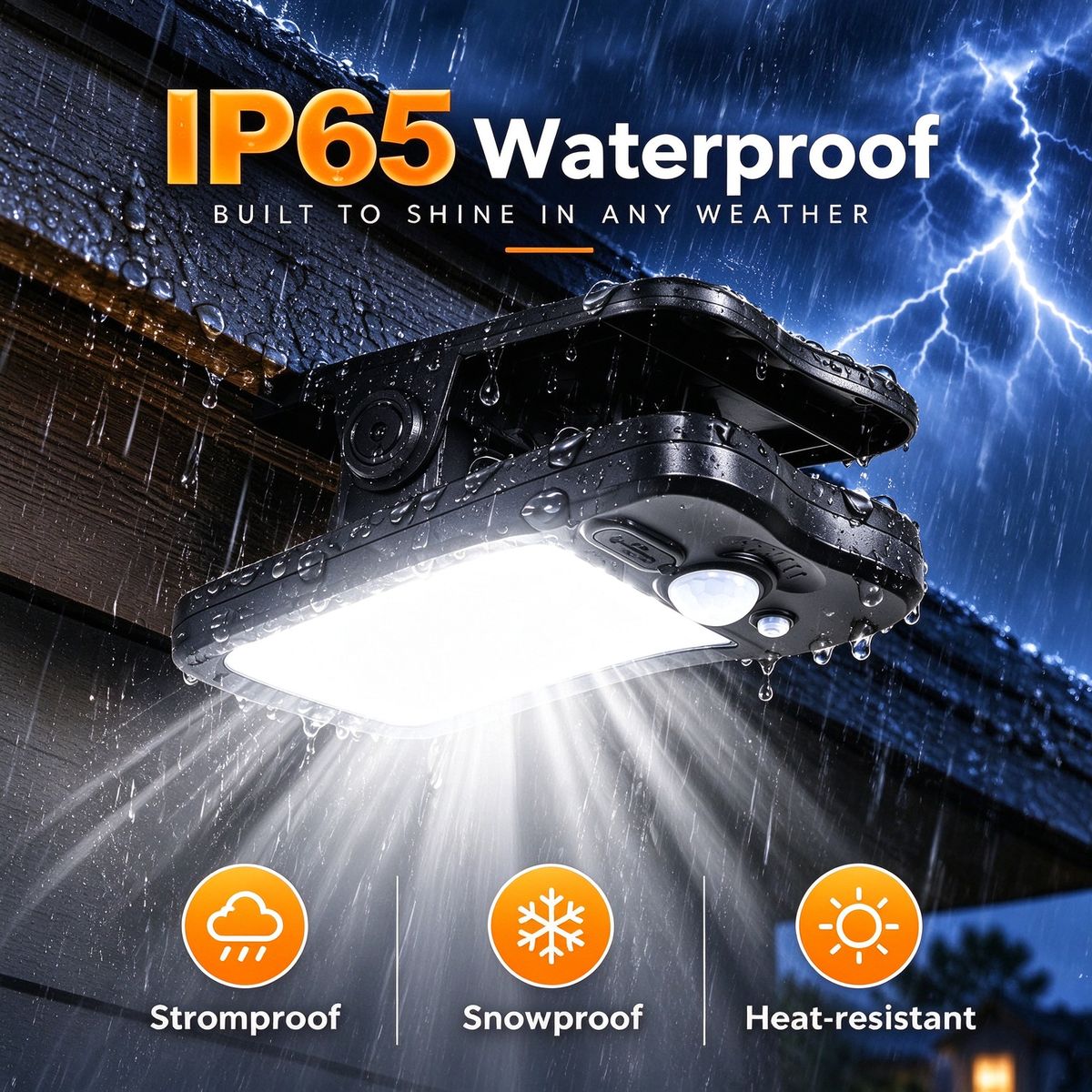 Clip On Solar Lights Outdoor, 60 LEDs  USB & Solar Motion Sensor Clamp On Light