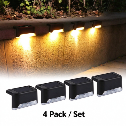 Solar Deck Step Lights, Solar Powered Waterproof Outdoor Lighting