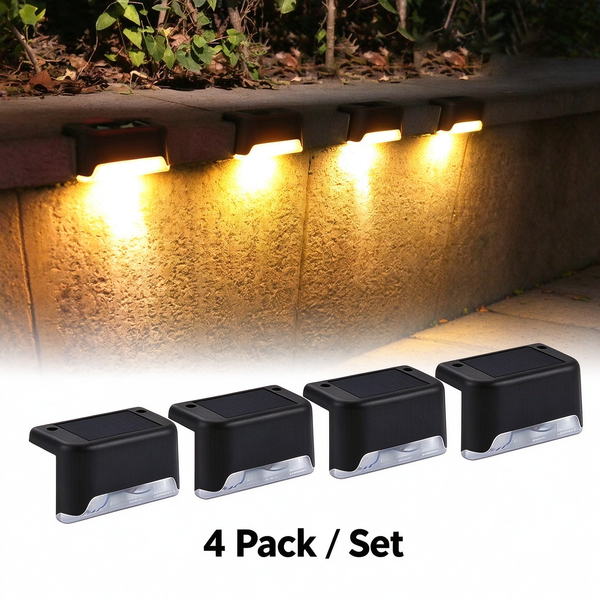 Solar Deck Step Lights, Solar Powered Waterproof Outdoor Lighting