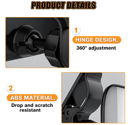 Universal Clip-on Automotive 360° Rotation Adjustable Wide Angle Convex Mirror