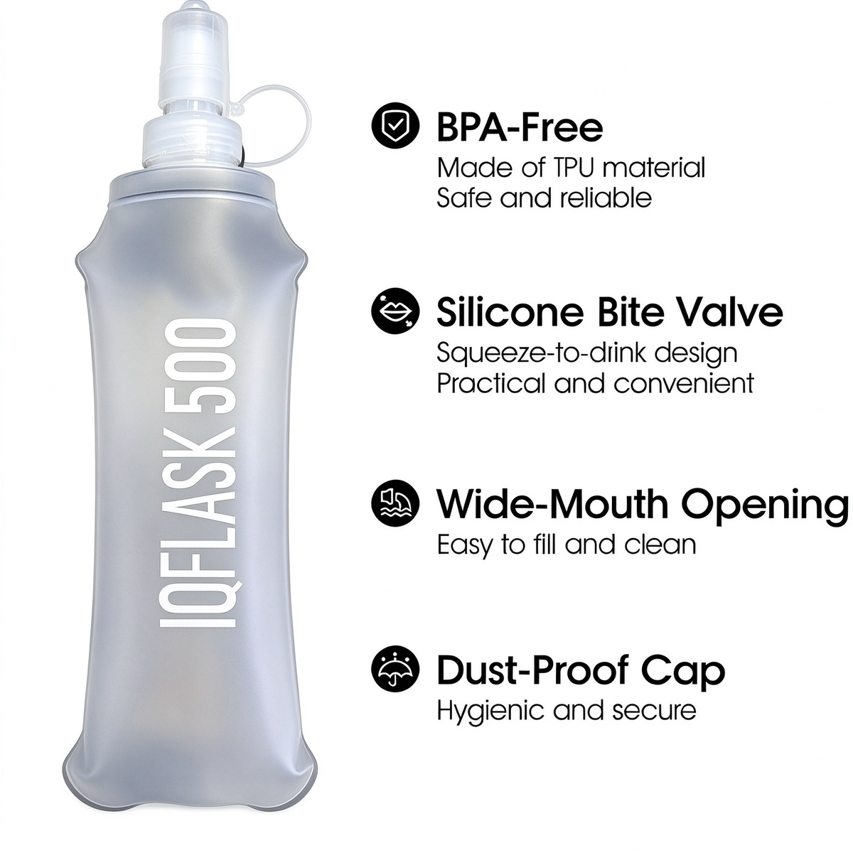 500ml Foldable TPU Material Soft Flask - BPA-Free, Lightweight