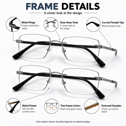 Universal Photochromic Reading Glasses Set - Includes Storage Case
