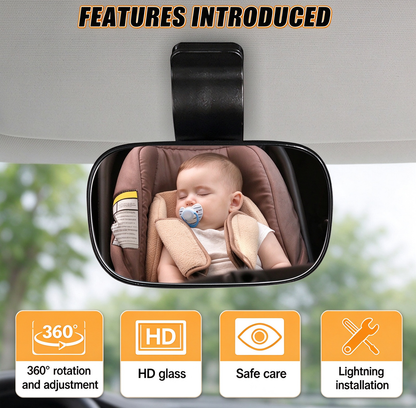 Universal Clip-on Automotive 360° Rotation Adjustable Wide Angle Convex Mirror