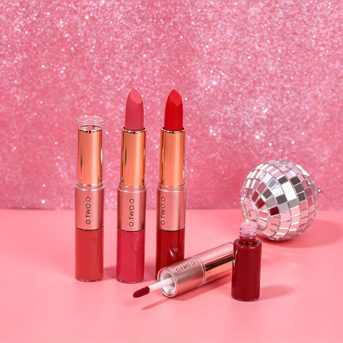 3 Pcs Double Ended Lip Gloss Lipsticks Set Makeup- Matte Long Lasting Waterproof