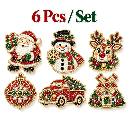 6-Pcs DIY Pearl and Diamond Painting Fridge Magnet Craft Set