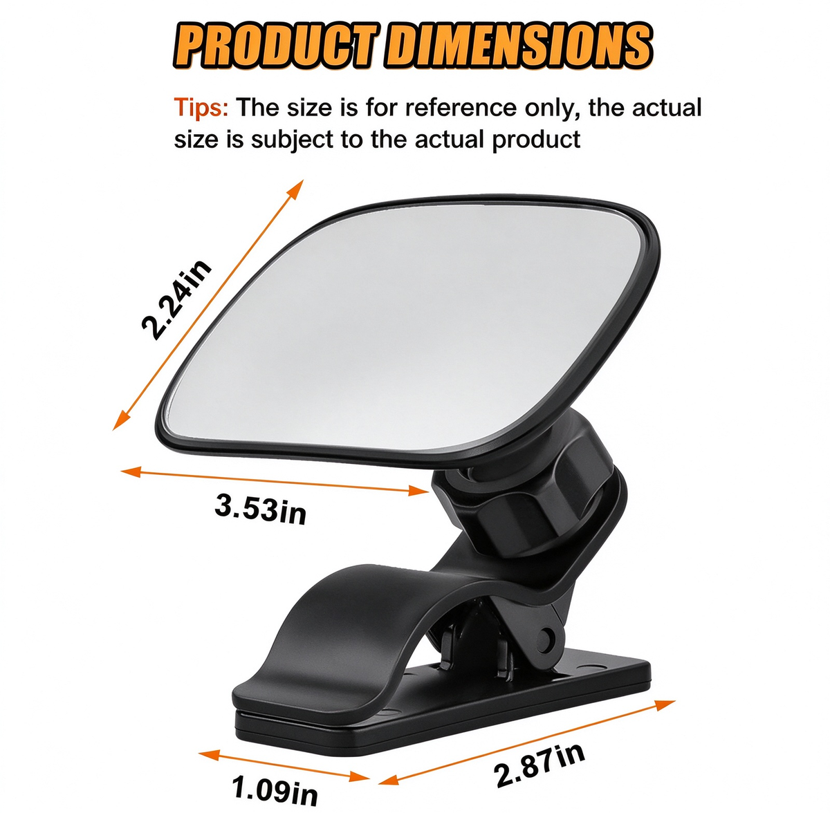 Universal Clip-on Automotive 360° Rotation Adjustable Wide Angle Convex Mirror