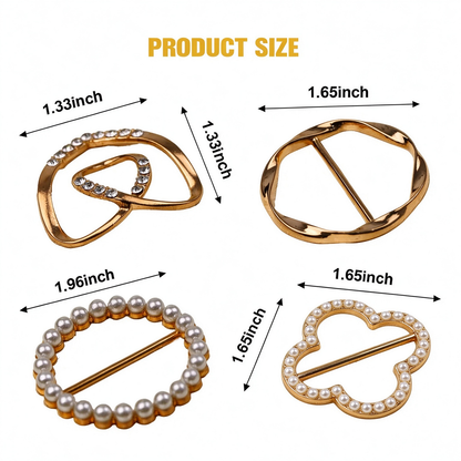 4 Pcs Women's Fashion Metal Shirt Clips, Secure Grip for Loose Clothing