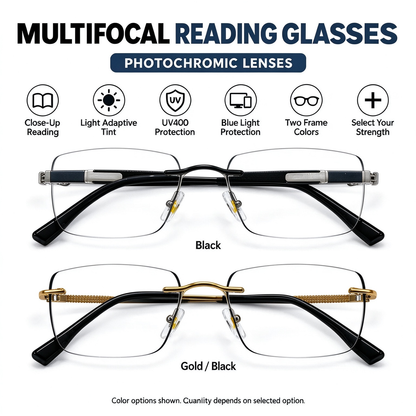 Universal Photochromic Reading Glasses Set - Includes Storage Case