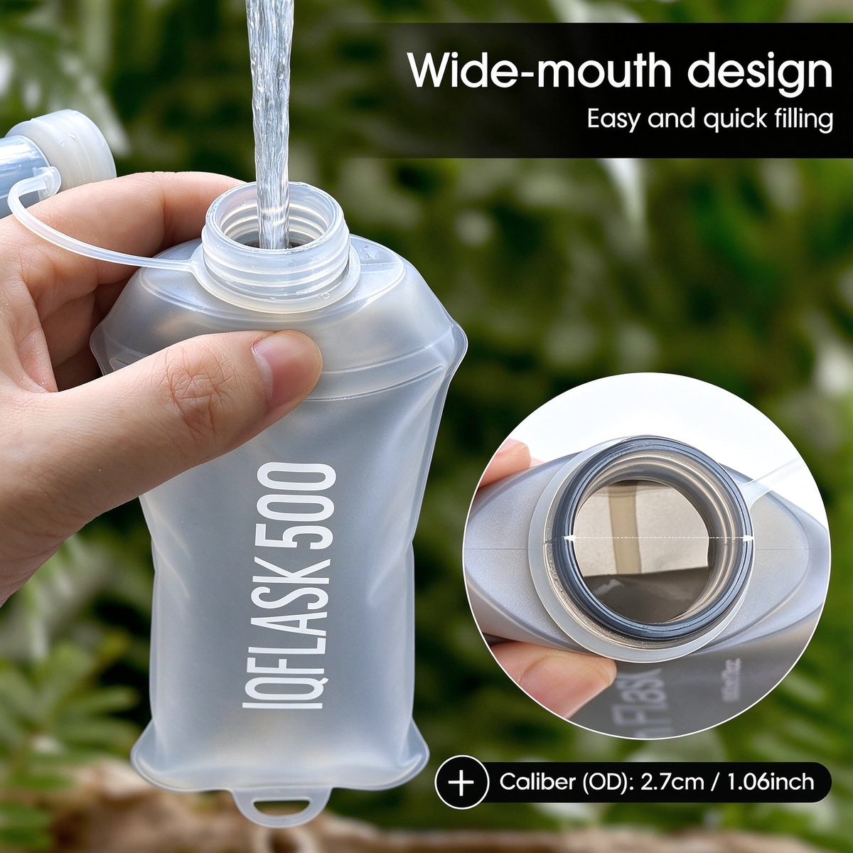 500ml Foldable TPU Material Soft Flask - BPA-Free, Lightweight