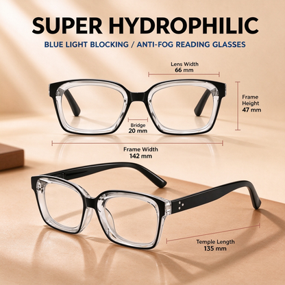 Universal Anti-fog Reading Glasses - Classic Thick Square