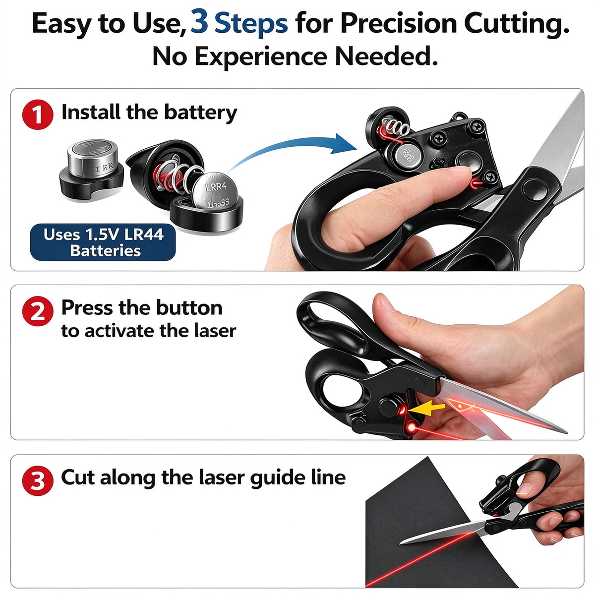 Laser Guided Scissors, Stainless Steel Sewing Shears
