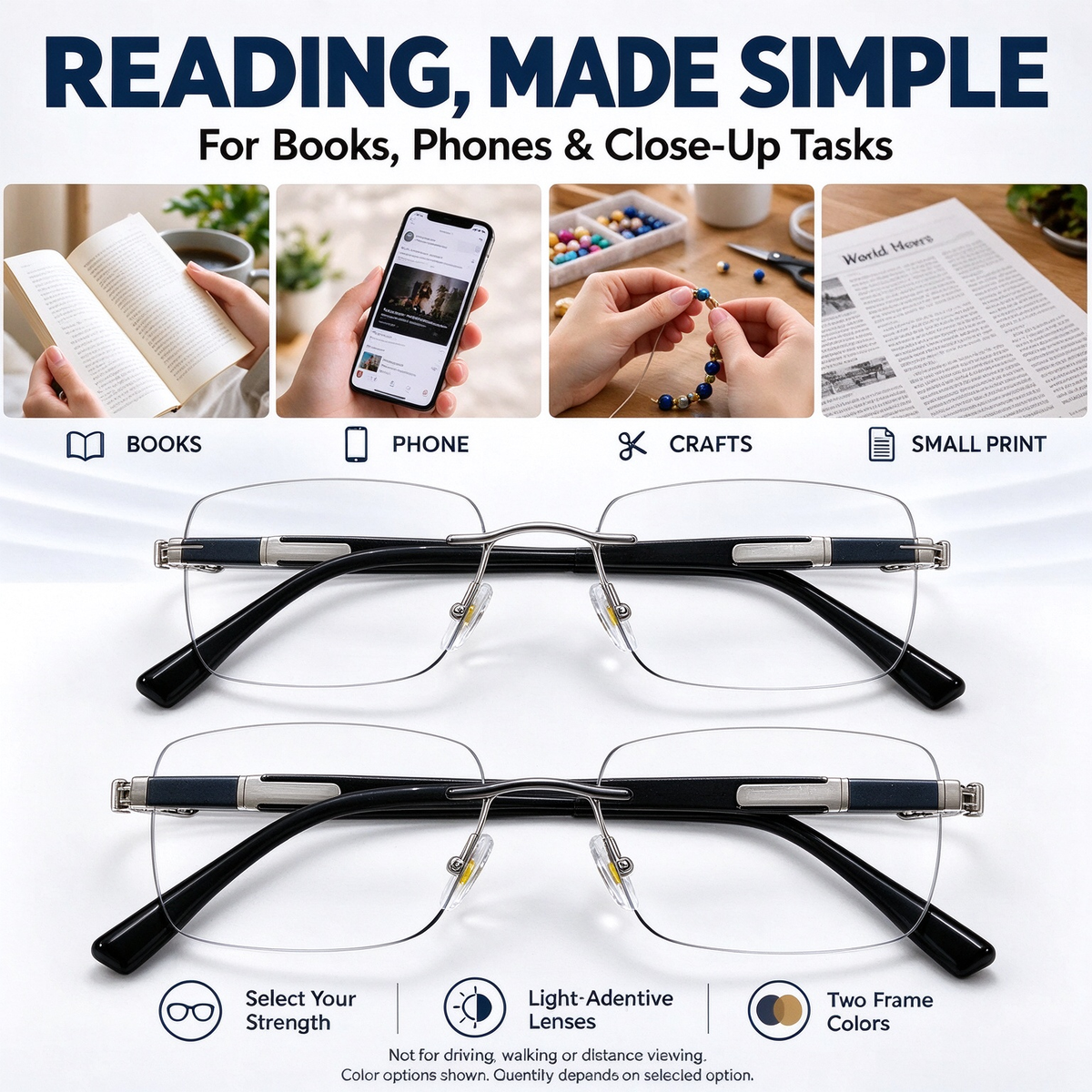 Universal Photochromic Reading Glasses Set - Includes Storage Case
