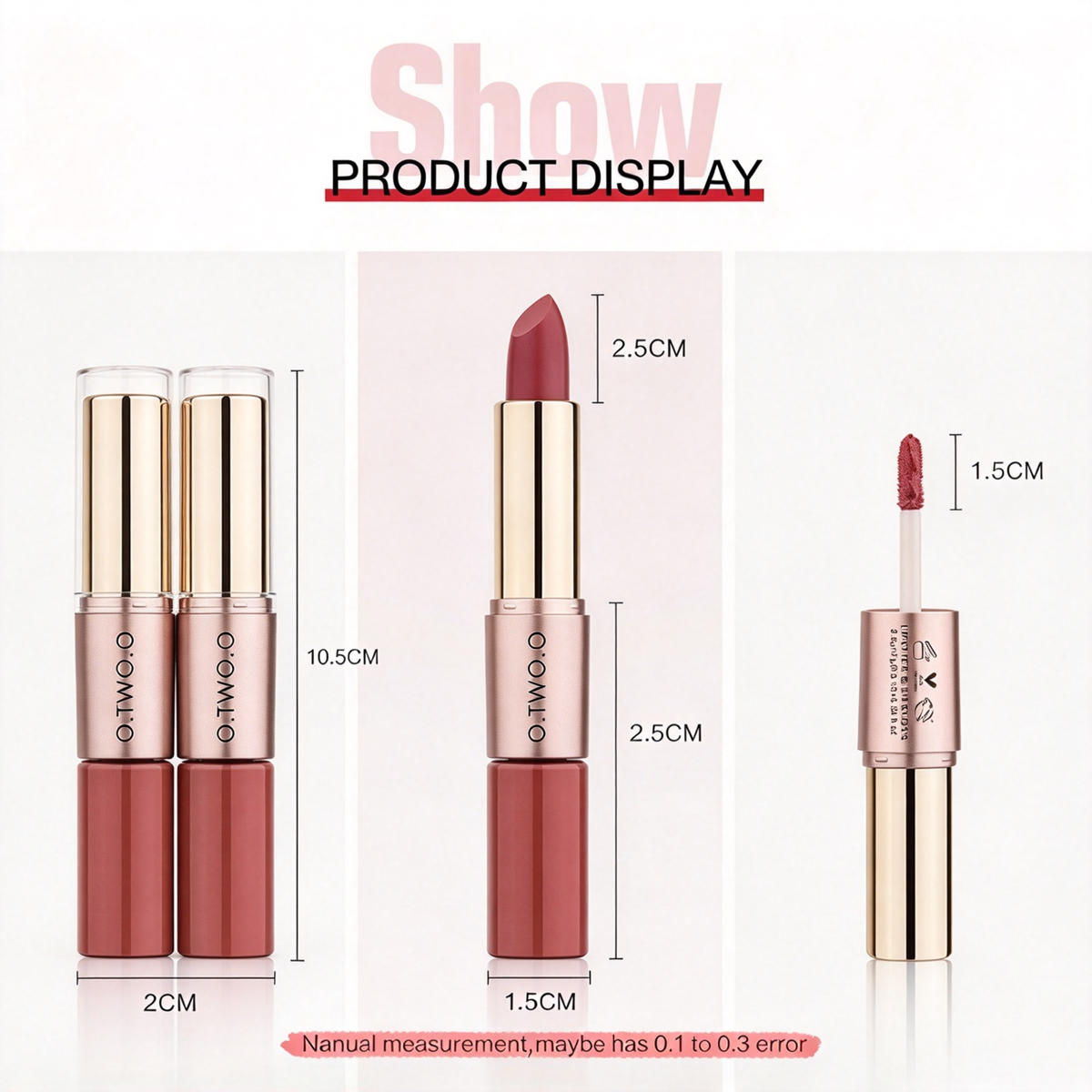 3 Pcs Double Ended Lip Gloss Lipsticks Set Makeup- Matte Long Lasting Waterproof