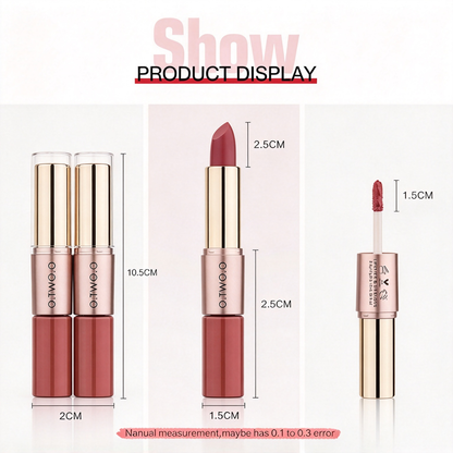 3 Pcs Double Ended Lip Gloss Lipsticks Set Makeup- Matte Long Lasting Waterproof