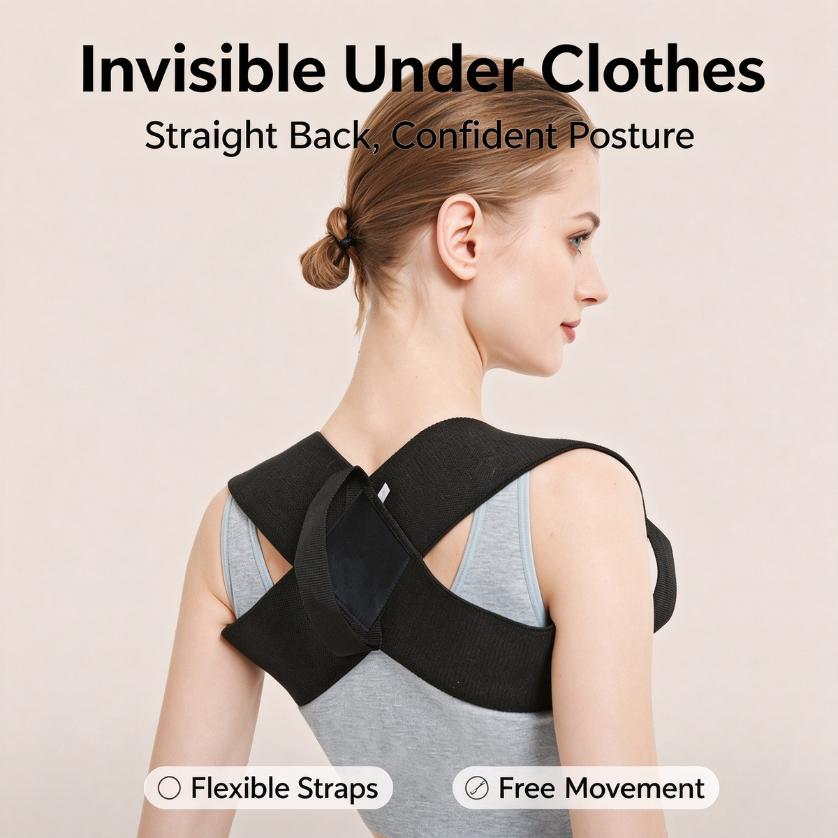 2 Pack Posture Support Strap– Elastic Back Support, Straight Back Support