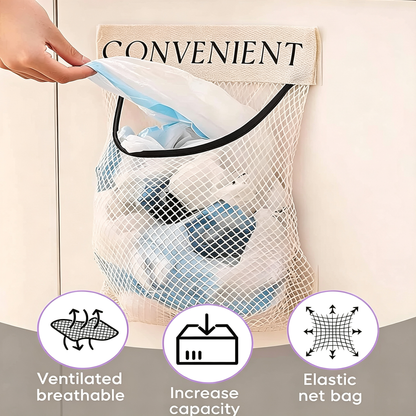 10-Pack Hanging Mesh Bags-Adhesive Storage Bags