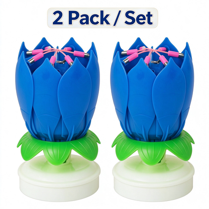 2Pack Rotatable Automatic Blooming Birthday Cake Decoration-with Birthday Song