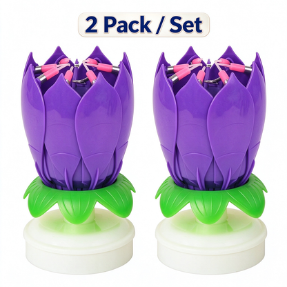 2Pack Rotatable Automatic Blooming Birthday Cake Decoration-with Birthday Song