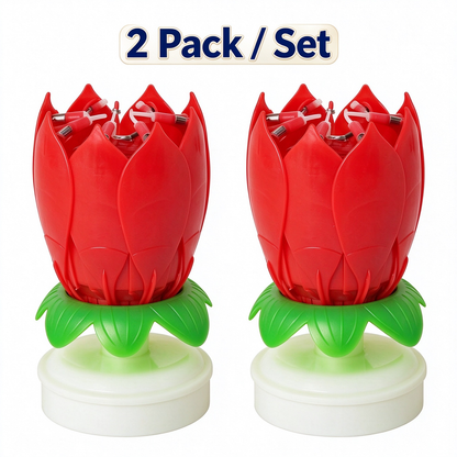 2Pack Rotatable Automatic Blooming Birthday Cake Decoration-with Birthday Song
