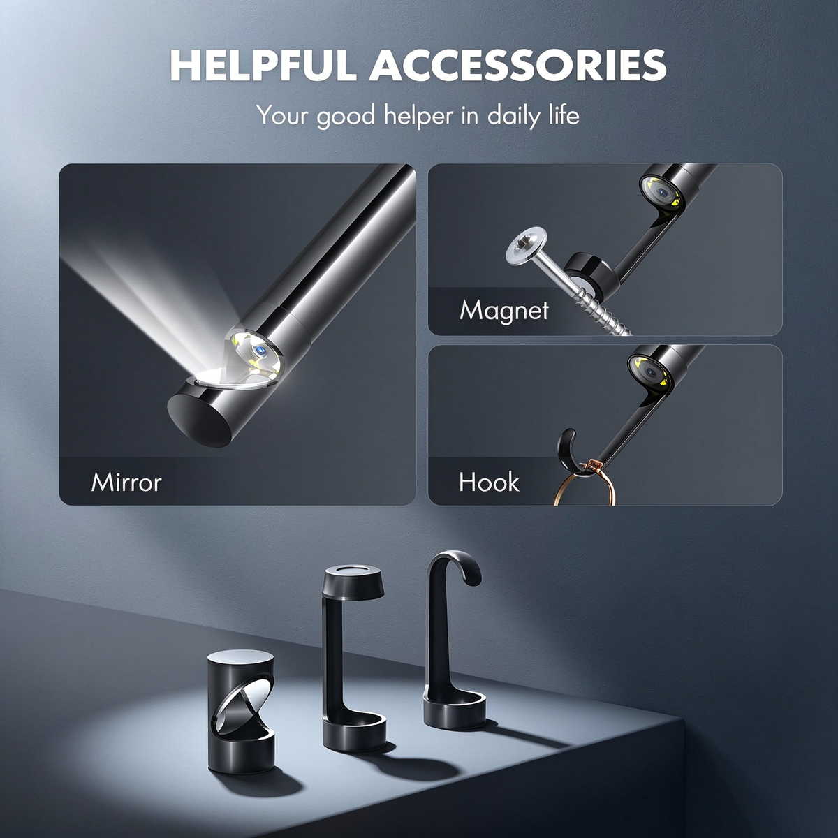 Endoscope Camera with Light, Endoscope with Semi-Rigid Snake Camera