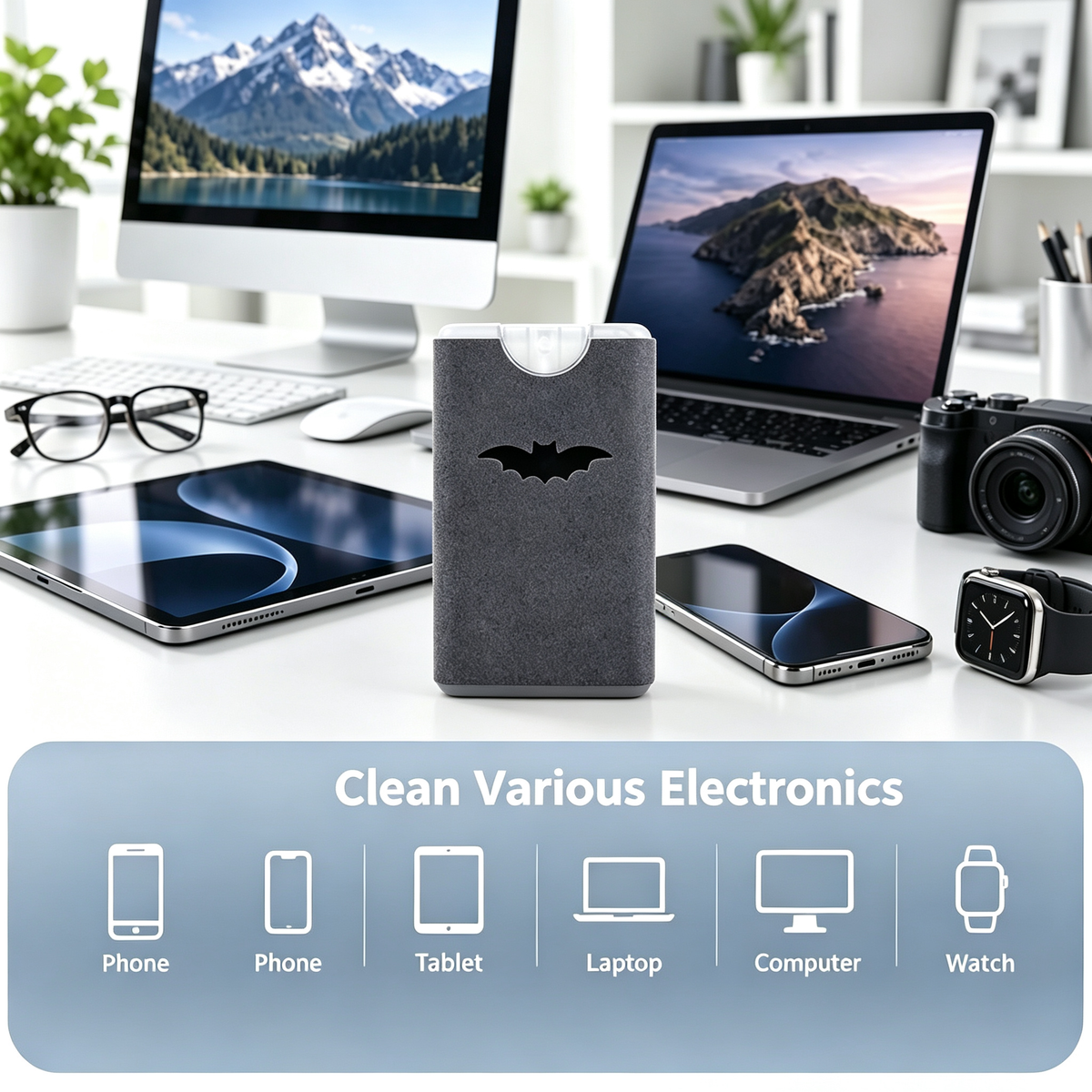 2 Pack Portable Screen Cleaner Spray with Microfiber Cloth