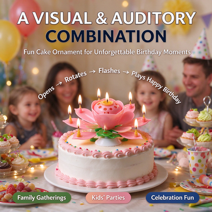 2Pack Rotatable Automatic Blooming Birthday Cake Decoration-with Birthday Song