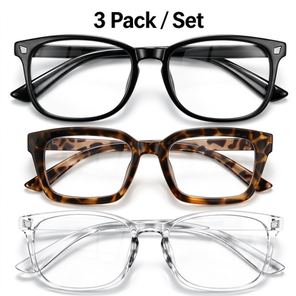 3Pack Universal Fashionable Non-Prescription Blue Light Blocking Glasses