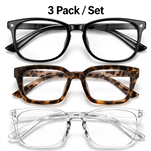 3Pack Universal Fashionable Non-Prescription Blue Light Blocking Glasses