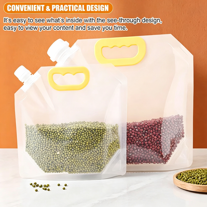 5 Pack Reusable Food Storage Bags, Leakproof & Moisture-Resistant Pouches