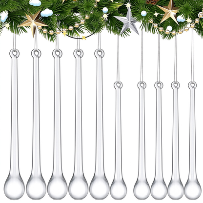 10Pcs Christmas Crystal Raindrops Hanging Pendants